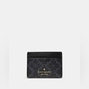 New Kate Spade Spade Flower Small Slim Card Holder Black MSRP $89